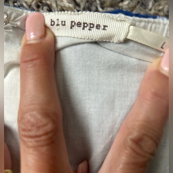 Blu Pepper adorable linen/cotton blend blue and white checkered sundress large - Picture 7 of 9